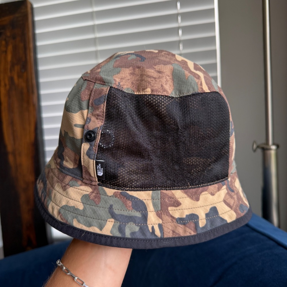 The North Face Bucket Hat L-XL Camo Mesh Side Panel Sun Hat Hiking Outdoors
